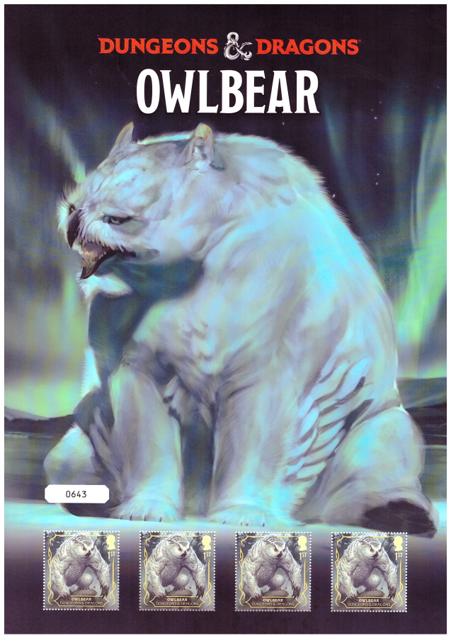 (image for) 2024 Dungeons & Dragons - Owlbear Royal Mail Fan Sheet